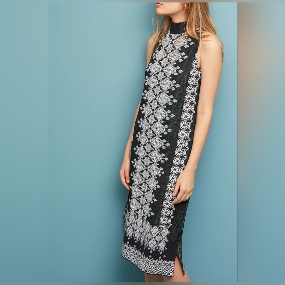 Vanessa Virginia x Anthropologie | Black White Malvina Sweater Dress Size Small